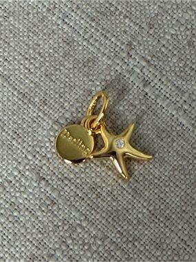 Gold Starfish Charm Pendant with Crystal Accent